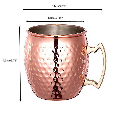 MOTZU 4 Pack 500ml Moscow Mule Becher Roségold,Bierkrüge Bierkrug Likör Cocktailglas Kalte Getränketasse,Kupferbecher… – Bild 7