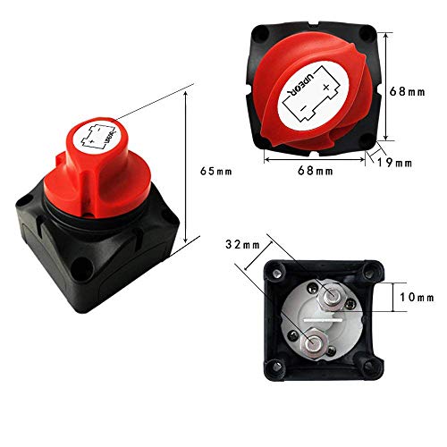 Battery Disconnect Switch Isolator Master Switches for Marine Boat Car Vehicles 12V/24V Battery Switch Master Isolator Cut On/Off Disconnect Switch for RV Battery Marine Boat Car Vehicle Waterproof - Thumbnail 5