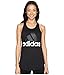 adidas Women's Essentials Linear Loose Tank Top, Black/White, Large