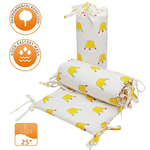 SURPCOS Cotton Collection 2-Piece Nursery Crib Bumper Pads for Cribs, Machine Washable Padded Crib Liner for Babies, Safe and Soft Crib Padding Protector for Head Banging