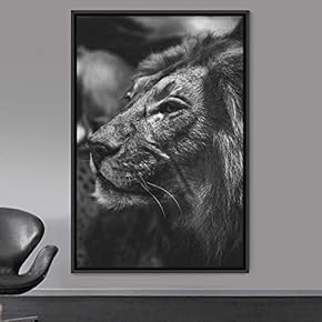 signwin Framed Canvas Wall Art Duotone Lion Animals...