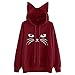 Girls’ Hoodie, Misaky Pullover Sweatshirt Casual Cute Cat Print Long Sleeve Drawstring Cat Ear Hooded Blousethumb 2
