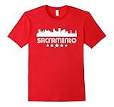 Men's Sacramento California Skyline Retro Style T-Shirt Medium Red
