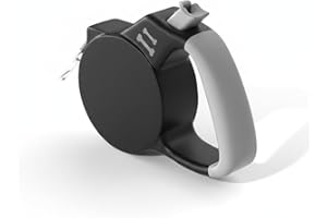 Retractable Dog Leash 16ft/5m, One-Hand Lock & Brake, Tangle-Free 360° Swivel, Nylon Tape, Anti-Slip Handle, for Medium Large