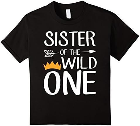 Kids Sister Of The Wild One Cute 1st Birthday Funny Shirt 4 Black