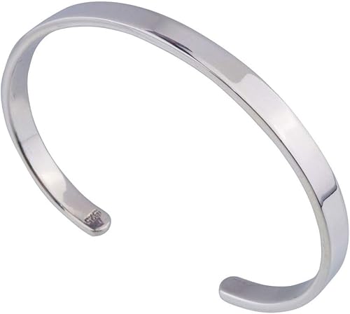Amazon Abalent アバレント シルバー925 プレーン バングル シンプル 平打ち 鏡面仕上げ 平打ちバングル シンプルバングル メンズブレスレット 幅6mm ブレスレット 通販
