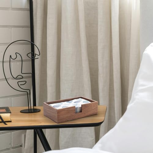 Rectangular Acacia Wood Napkin Holder, Wooden Napkin Tray, Napkin Holder for Kitchen, Bathroom (24 x 14 x 6.5 cm)