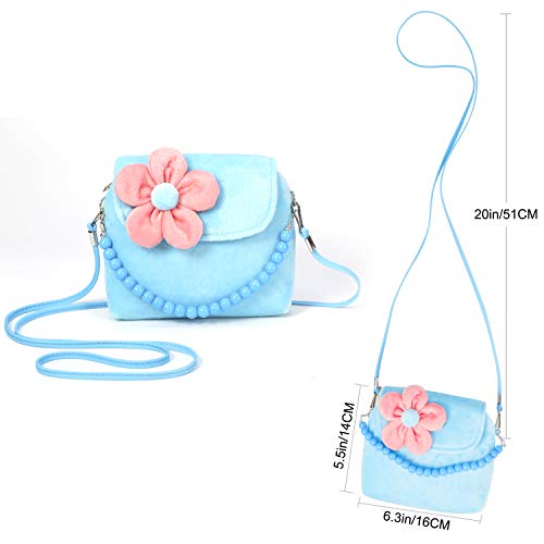 Hifot Kids Jewelry Little Girls Plush Handbag Necklace Bracelet Earrings Ring Hair Clips Set, Princess Costume Jewelry Party Favors Gift for Dress up Pretend Play (3-8 Years) - Thumbnail 6