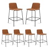COLAMY Metal Bar Stools Set of 6, 24 Inch Counter