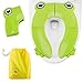 Travel Portable Folding Potty Training Toilet Seat Cover, Minkle Non Slip Silicone Pads with Carry Bag for Babies, Toddlers and Kids - Green