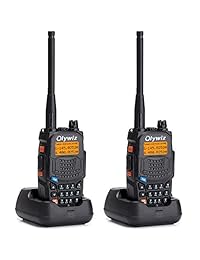 Walkie Talkies Olywiz UV6S - Linterna de radio de doble vía (5 W, larga gama, 2000 mAh, batería recargable, VHF/UHF 136-174/406-470 MHz, VOX, para exteriores, 2 unidades)