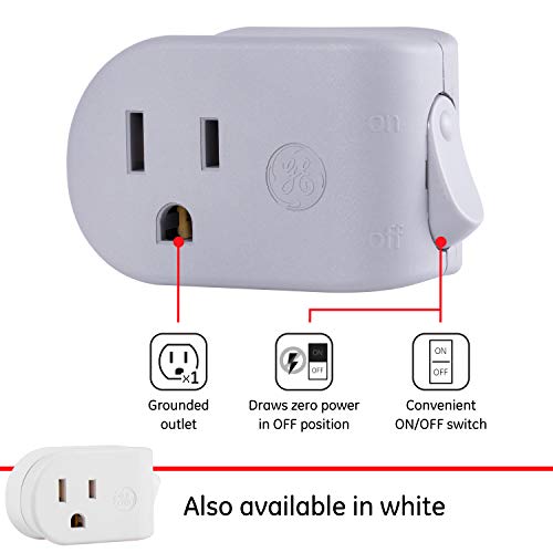 GE Grounded Power Switch, Outlet Extender, 3Prong, Easy to Install