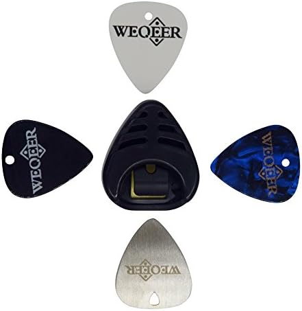 WEQEER Guitar Pick Holder Kit for Beginners | 1 Sticker Holder with 4 Picks