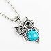 ILJILU Owl Jewelry Sets Retro National Style Owl Turquoise Accessories (Bracelet Necklace Earrings)