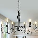 Derksic 6-Light Farmhouse Chandelier Black Iron