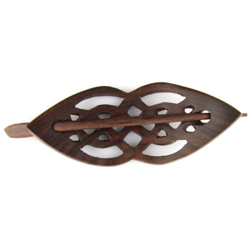 Evolatree Natural Hair Barrettes for Women and Men - Handmade Wood Barrette Hair Pin - Celtic Love Intertwined Knot - 4"