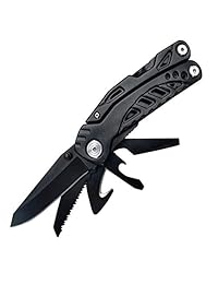 Rocwon - Cuchillo de bolsillo con cuchillo para acampada de acero inoxidable con sierra plegable, cortador de alambre, alicates, sábana perfecta para la supervivencia, pesca, aire libre, caza, senderismo