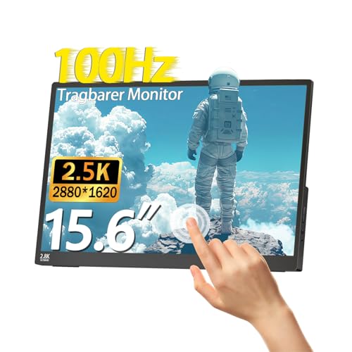Kyyivwine 15.6 2.5K Touch Screen Monitor, FHD 2880 x 1620 IPS, 100Hz, 16:9, 10-Point Touch, Portable Monitor with 100% sRGB, Ultra-Thin Extended Portable Monitor for Laptops/PCs/Smartphone