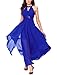 Noctflos Chiffon Elegant Maxi Cocktail Evening Dress For Women Party Wedding Royal Blue Small
