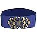 Lady Faux Leather Metal Interlock Buckle Elastic Waist Belt Cinch