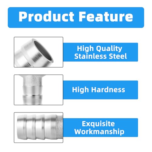 ERGAOBOY 2pcs 14mm Stainless Steel Hose Nozzle T-Piece SUS 304 Hose Fitting T Shape 3 Way Hose Fitting with 6 Pcs Clamp