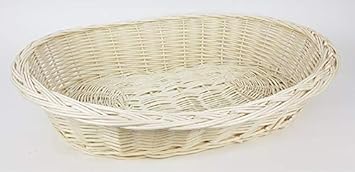 Tigana - Weidenkorb mit Zopfrand Hundekorb aus Vollweide in Weiß (70 cm ohne Kissen)
