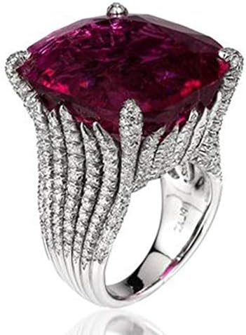 FEDULK Womens Dazzling Natural Ruby Diamond Engagement Antique Ladies Gifts Light Luxury Rings