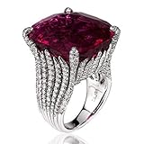 FEDULK Womens Dazzling Natural Ruby Diamond Engagement Antique Ladies Gifts Light Luxury Rings(Silver, 8)