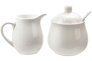 FUYU Ceramic Colorful Creamer and Sugar Set with Lid Spoon, Coffee Serving Set