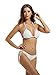 zeraca Women's Tie Side Bottom Triangle Bikini Swimsuits (S6, White)
