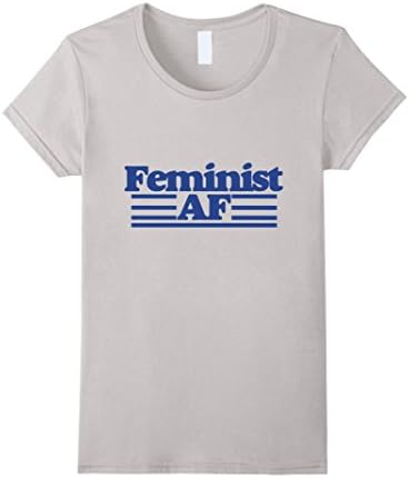 Women's Feminist AF shirt retro feminism tshirts in blue XL Silver