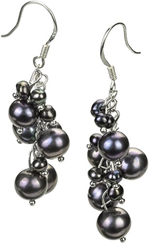 PearlsOnly - Brisa Black 3-7mm Freshwater Alloy Cultured Pearl Earring Pair