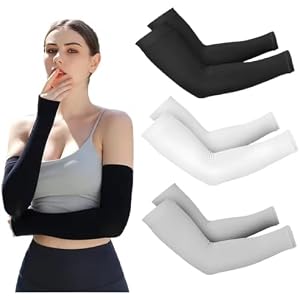 3Pairs Arm Sleeves, Cooling UV Sun Protection Sports Compression for Men/Women
