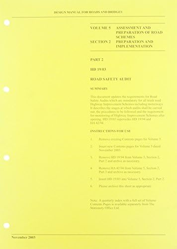 DMRB Road Safety Audit Loose Leaf โ Import, 17 November 2003