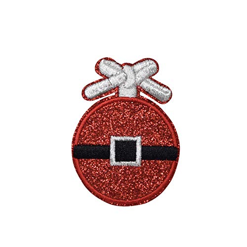 Christmas Ornament - Santa Belt - Red Glitter - Iron on Applique/Embroidered Patch