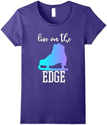 Women's Live On The Edge Ice Figure Skating Skater Funny Pun T-shirt Small Purple
