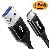 BrexLink [Upgraded USB 3.0 Type C Cable, USB C to USB A Charger Charging Cable (2m 2-Pack) for Samsung Galaxy S10 S9 S8 A3 A5 Note 8 9, Huawei P10 P9 P20 Pro, Google Pixel, Sony Xperia XZ (Black)
