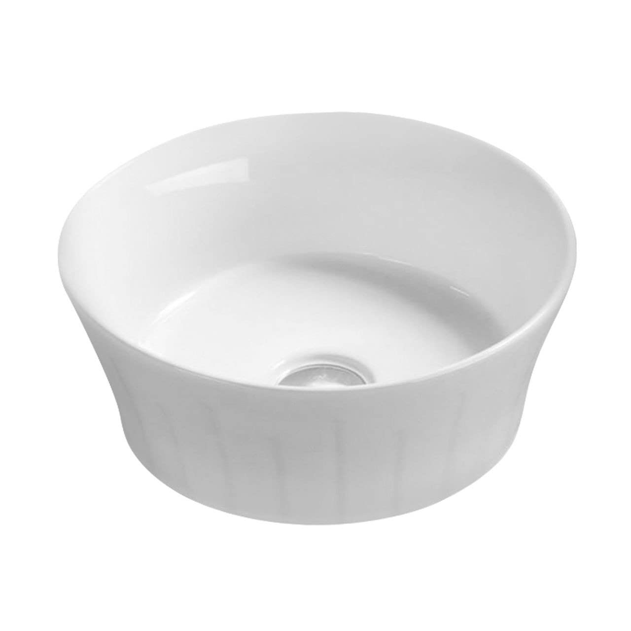 Nuie NBV167 Modern Round Bathroom Counter Top Sink Basin, White
