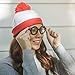 Wheres Waldo Hat and Glasses -Great for Harry Potter Glasses w/Wheres Waldo Costume Beanie -Waldo Glasses w/White & Red Beanie Hat -Pom Pom Beanie & Circle Glasses for Men - Wheres Waldo Accessories