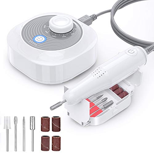 AUCEE Electric Nail Drill, Professional 30000 RPM Nail File Machine Low Noise Low Heat Low Vibration Manicure Pedicure Drill for Acrylic Nails, Gel Nail, Glazing Nail Drill, Nail Art Polisher Sets