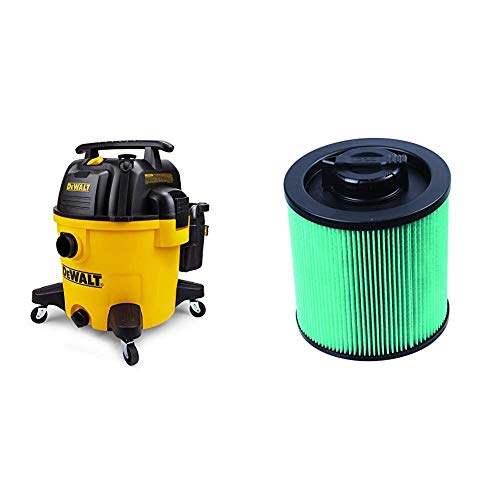 DeWALT DXV10P 10 Gallon Quiet Poly Wet Dry Vacuum Yellow & Cartridge