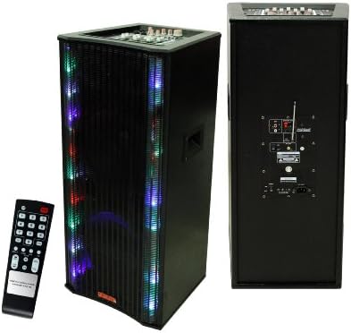 PATRON PRO AUDIO PLS-5200BT Dual 10-Inch Speaker System with Bluetooth/SD/USB Reader, FM Radio and Party Lights