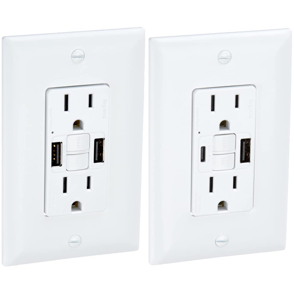 Legrand - Pass & Seymour Radiant GFCI Outlets with USB Ports, Tamper-Resistant White (1597TRUSBAAW, 1597TRUSBACW) Image