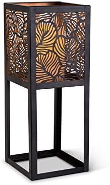 The Gerson Company 43688 Metal Leaf Gold Accent Candle Lantern with Candle