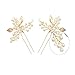 Yean Leaf Bridal Hair Pins Pearl Wedding Hair Clips Bride Hair Accessories for Women and Girls (Set of 2) (Gold)