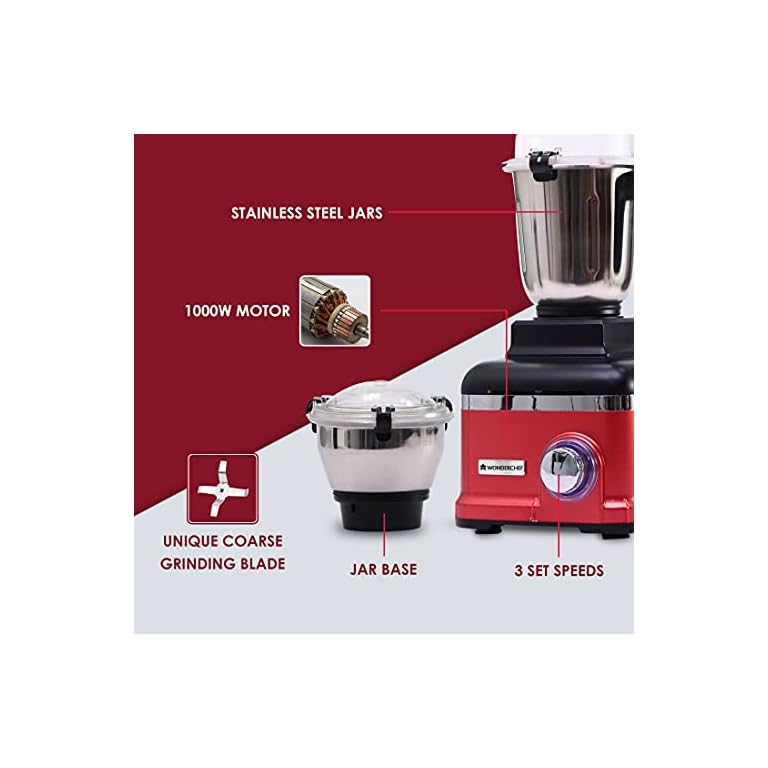 Wonderchef Sumo Mixer Grinder 1000W With 4 Stainless Steel Jars And