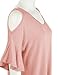 Luna Flower Women's Pleated End Wide Cold Shoulder Tunic Tops