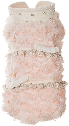 Zerotone Princess Pink Curly Fleece Winter Coat with Lace Pearls for Small Pet Dog Cat L