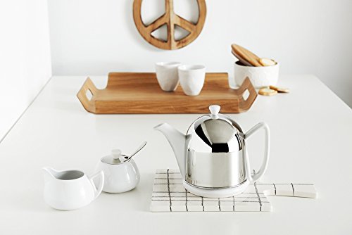 bredemeijer Cosy Manto Ceramic and Stainless Steel Creamer and Sugar Set, Spring White