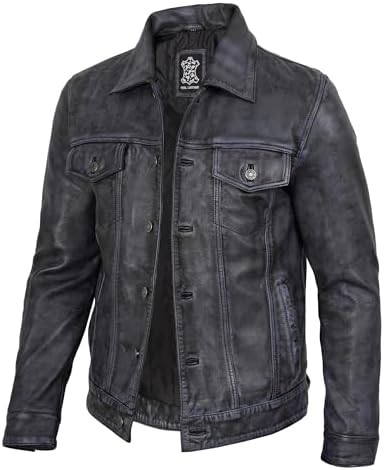 Flesh & Hide F&H Men's Thriller Genuine Leather Black Jacket XS